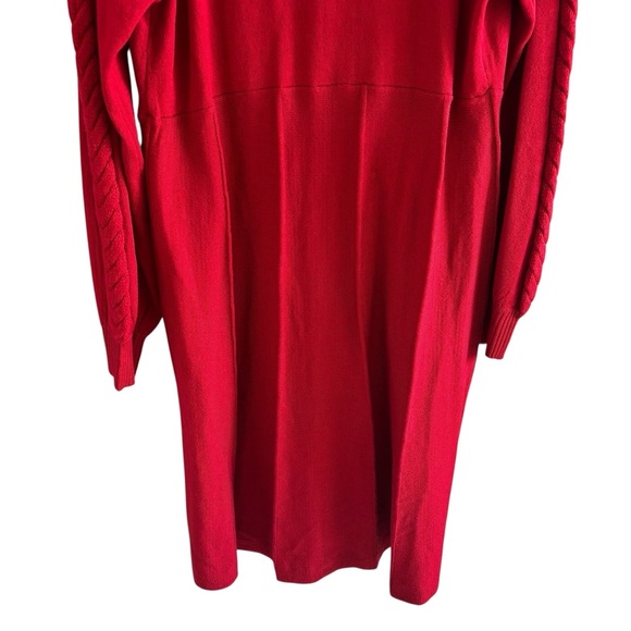 Dress Barn Sweater Dress 1X Red Pullover Long Sleeve Midi Holiday Party Festive - Picture 7 of 16